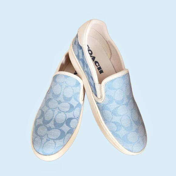 COACH WELLS SLIP ON SNEAKERS IN CHAMBRAY SIZE 10 - Picture 1 of 6